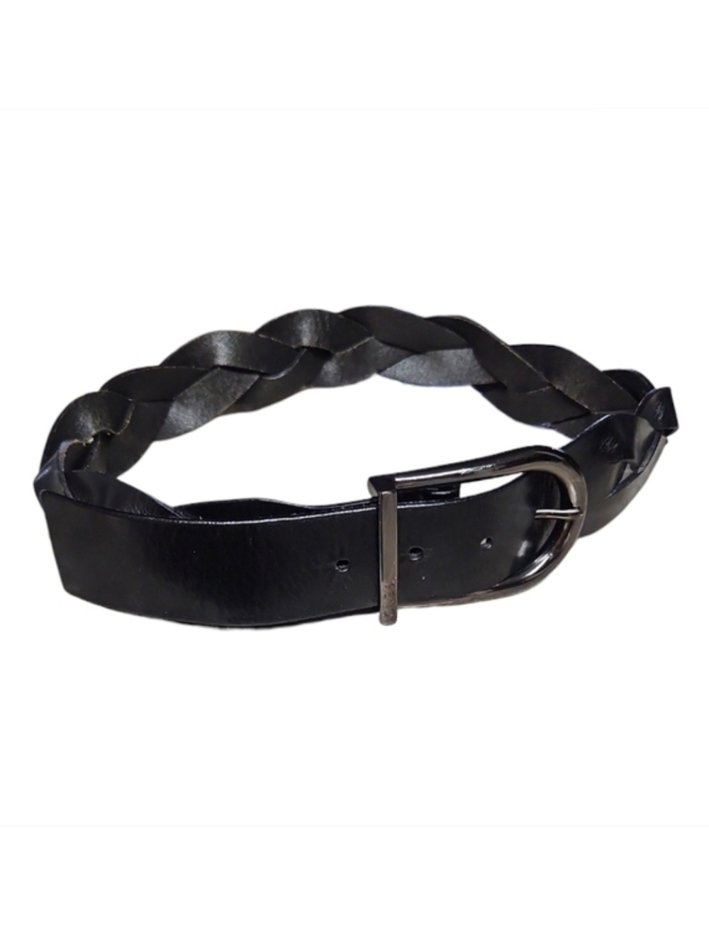 FENDI | Vintage Black Braided Leather Belt Gunmetal Buckle IT 70 / US 28